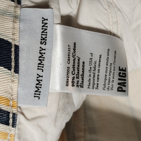 PAIGE Denim Jimmy Jimmy Skinny Cabana Blue stripe pants - Size 26 - Picture 9 of 12